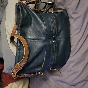 Sak Sanibel Navy and Brown Crossbody Shoulder Bag 4752